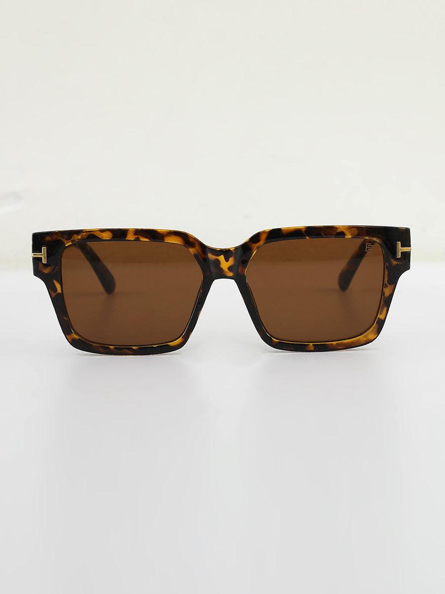 Trip Square Sunglass Tortoise shell Print - Gold Brown - Espanshe