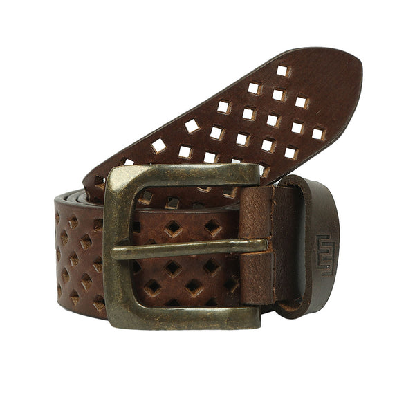 Hollow Out Design Brown Leather Belt