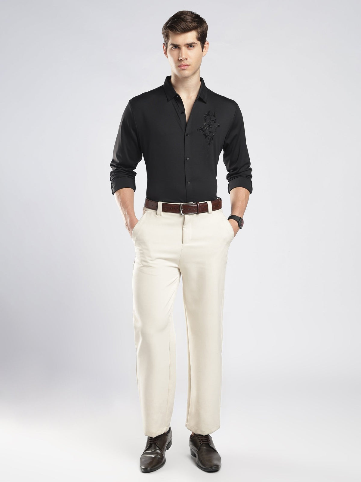 Fatal - Triple Black Stone Embellished Shirt - Espanshe
