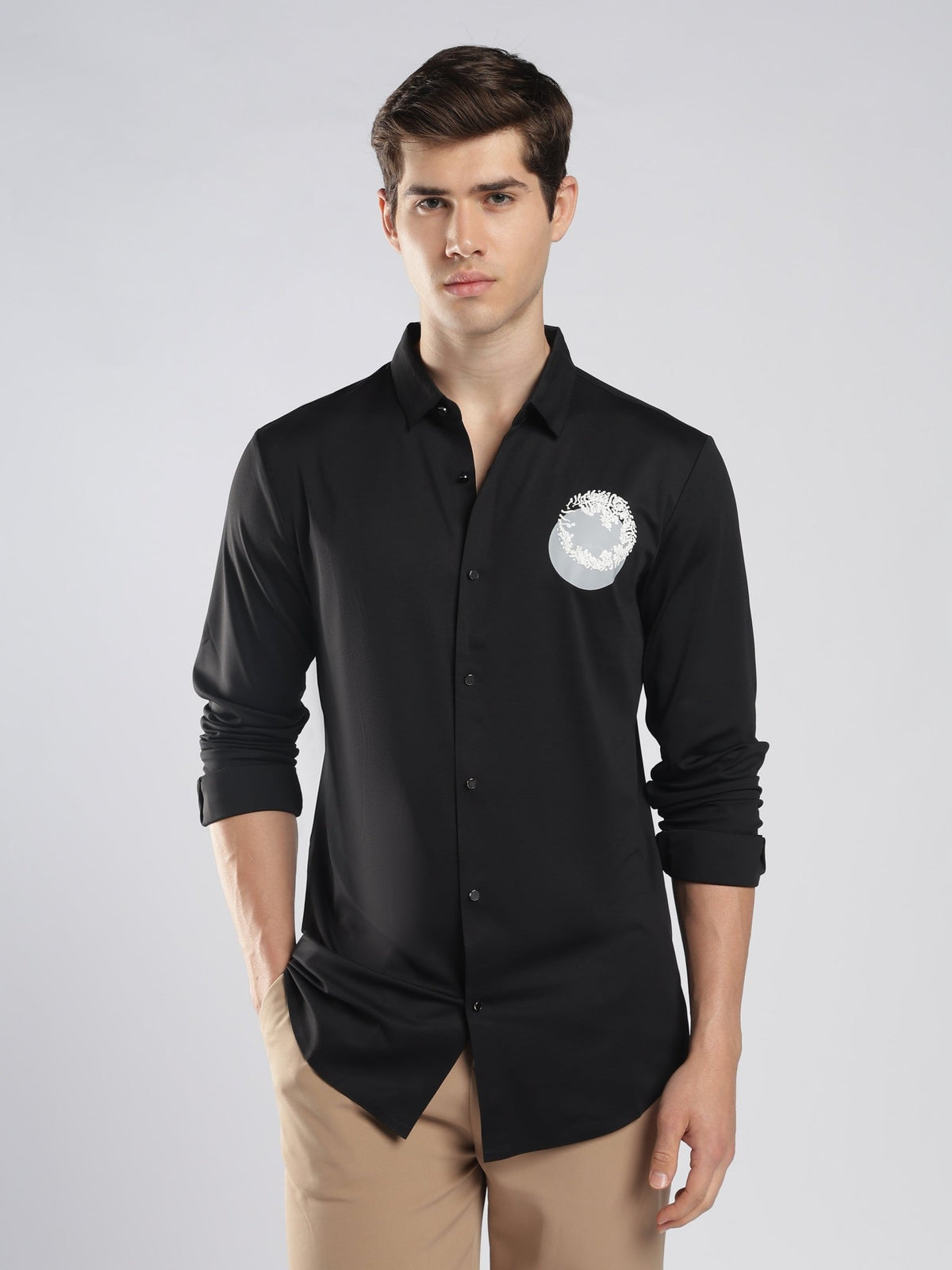 Fatal - Graphic Printed Shirt - Black - Espanshe