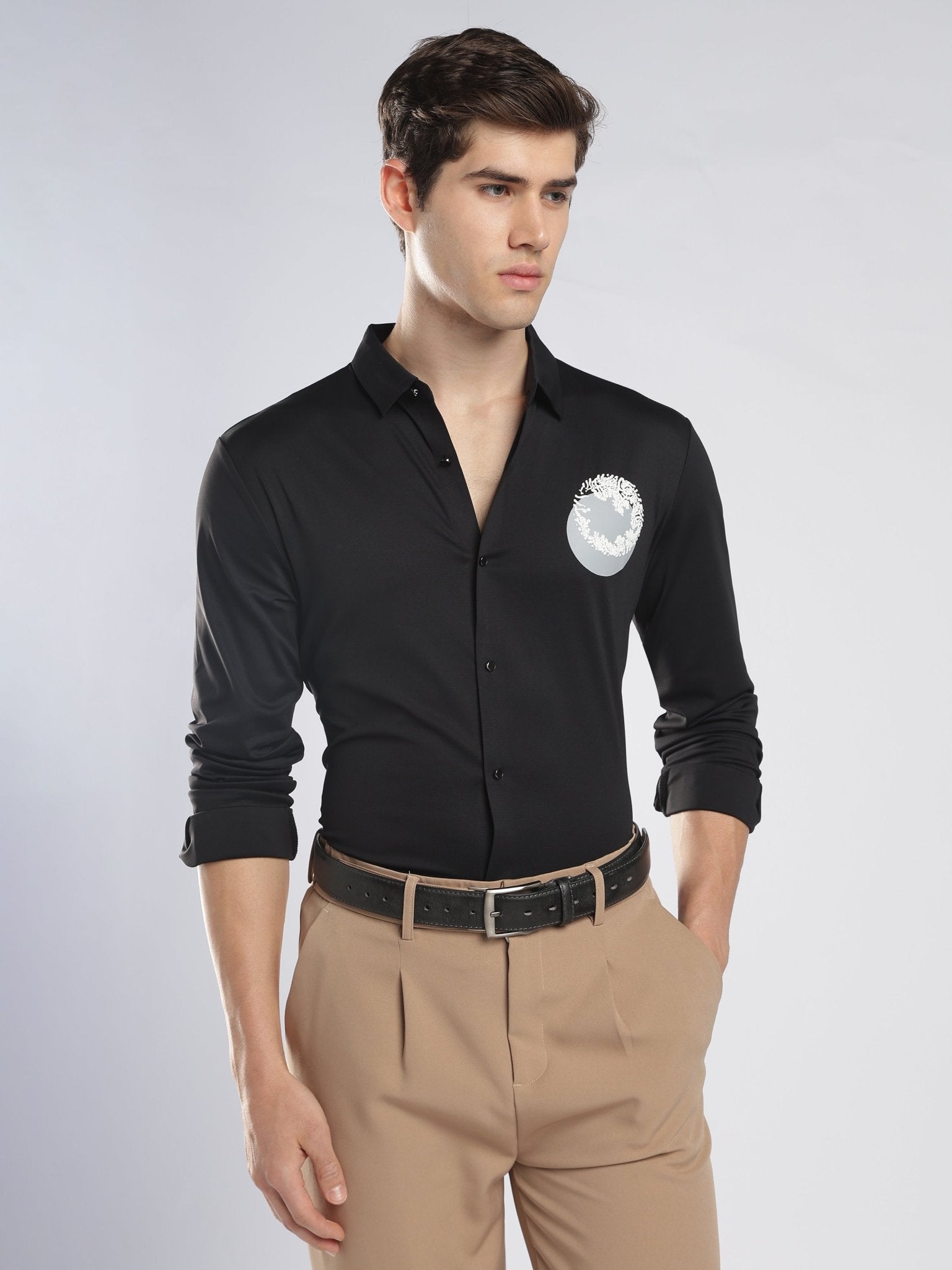 Fatal - Graphic Printed Shirt - Black - Espanshe