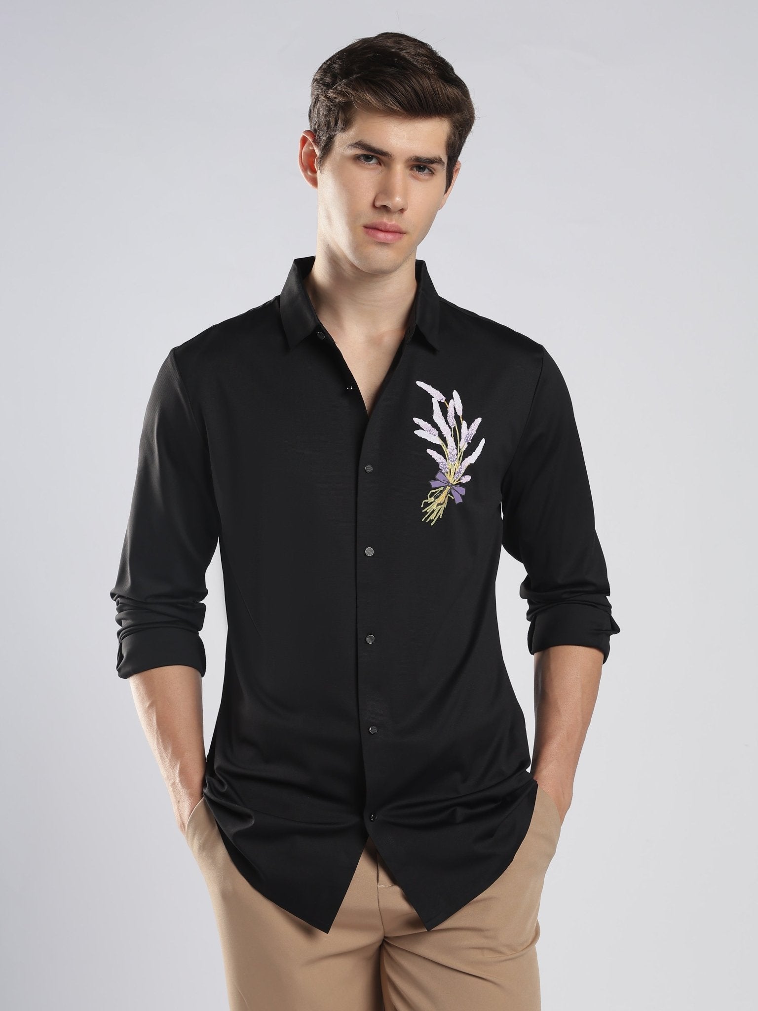 Fatal - Floral Printed Shirt - Black - Espanshe