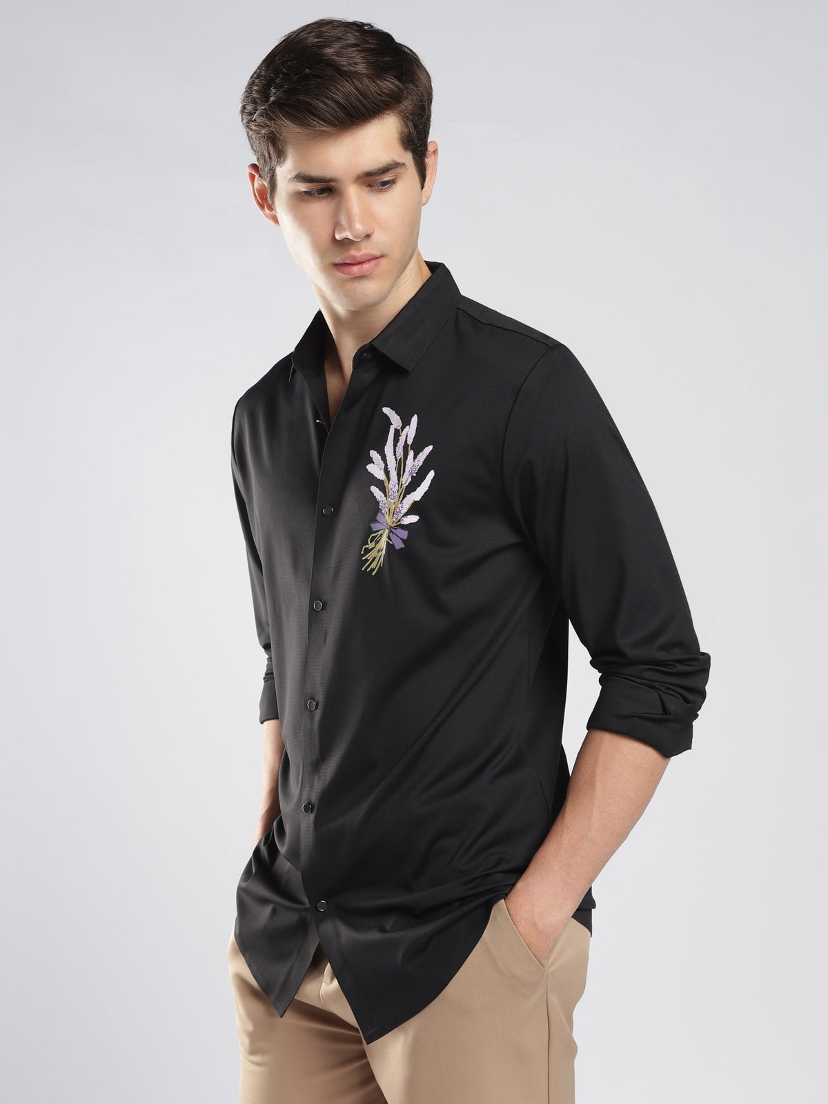 Fatal - Floral Printed Shirt - Black - Espanshe