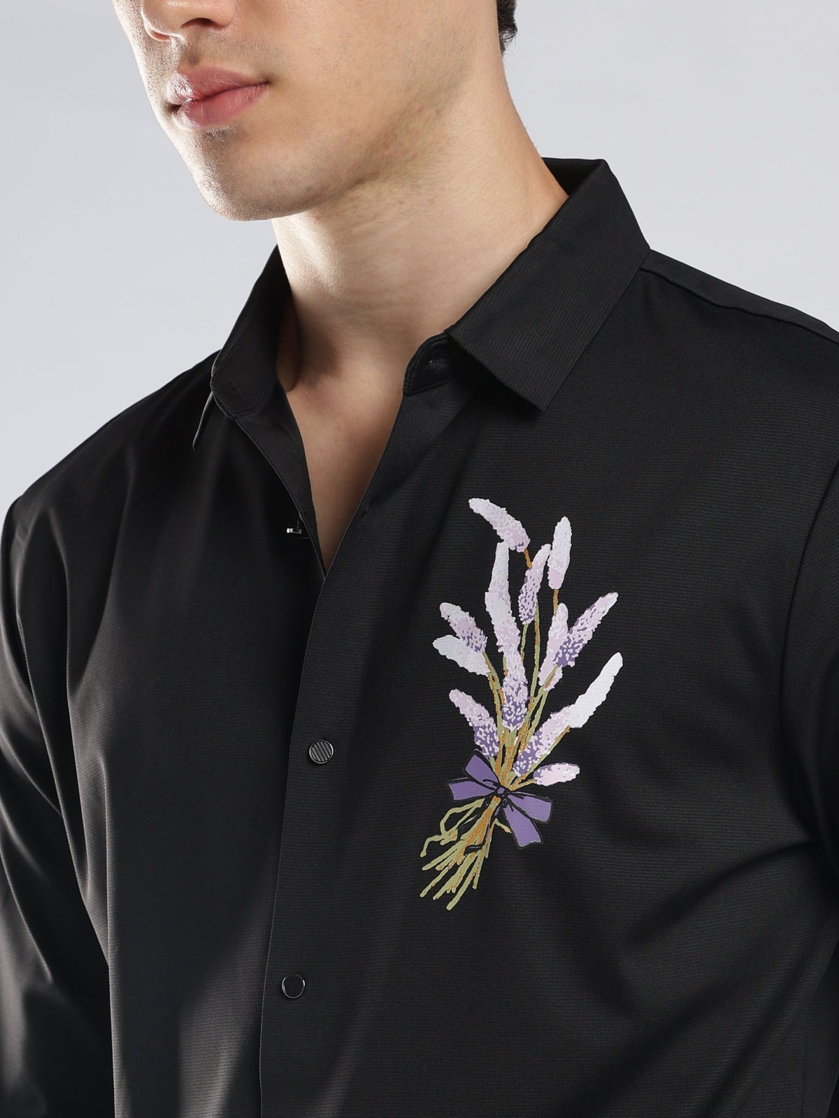 Fatal - Floral Printed Shirt - Black - Espanshe