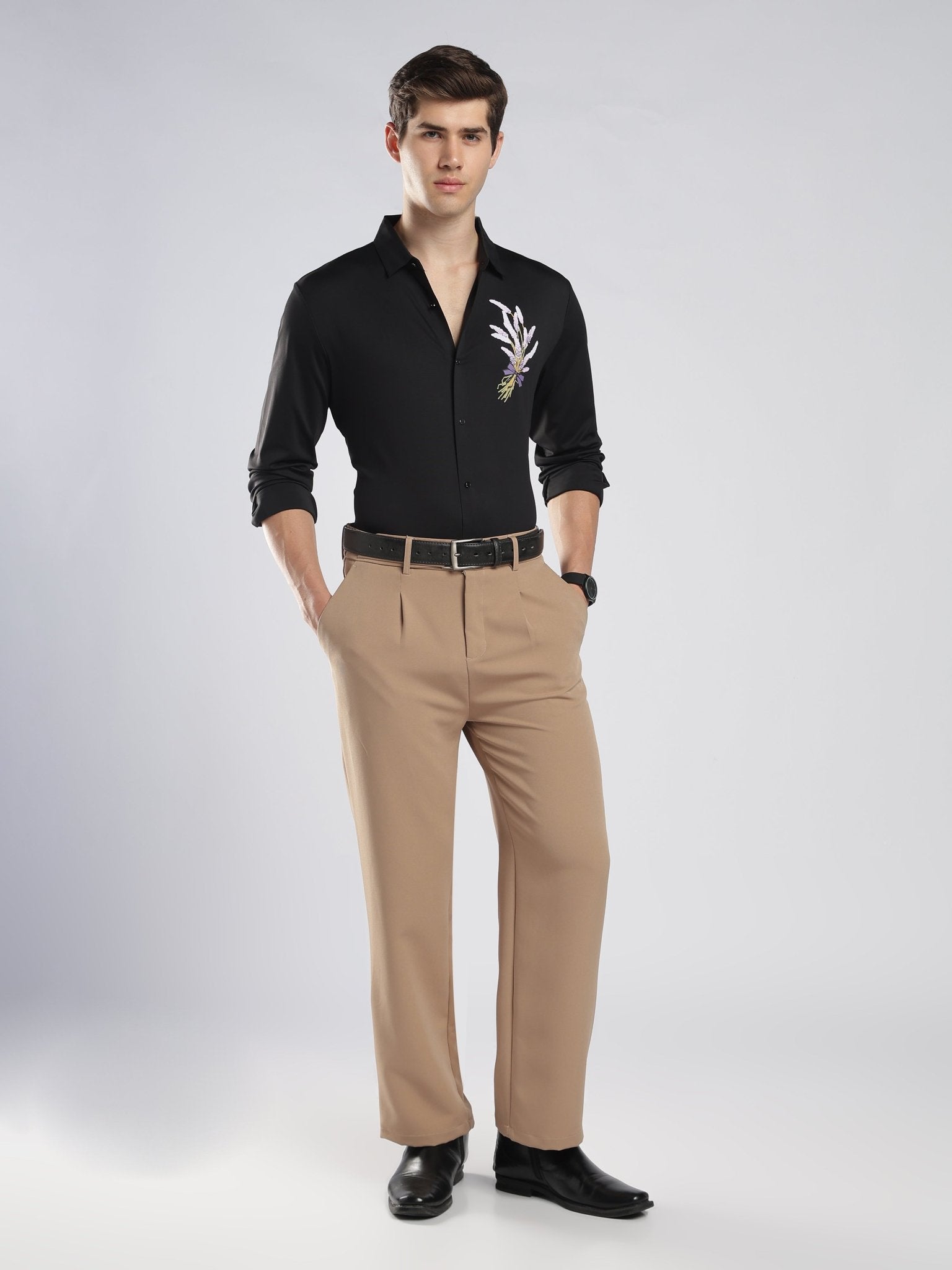 Fatal - Floral Printed Shirt - Black - Espanshe