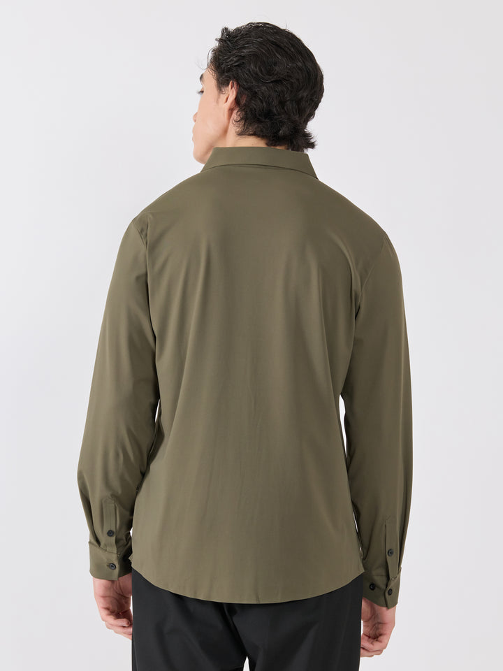 men's  shirt - Ornate Mosaic Embellished with stone- olive
