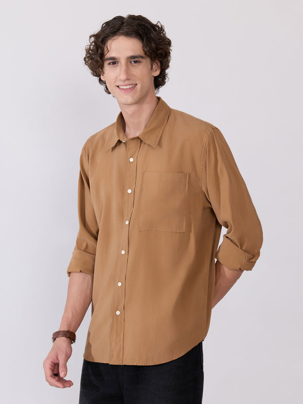Men's Regular Shirt in chipmunk brown
