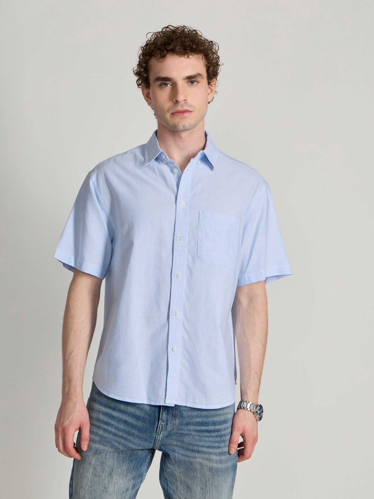 Oran - Striped Shirt - Light Blue - Espanshe