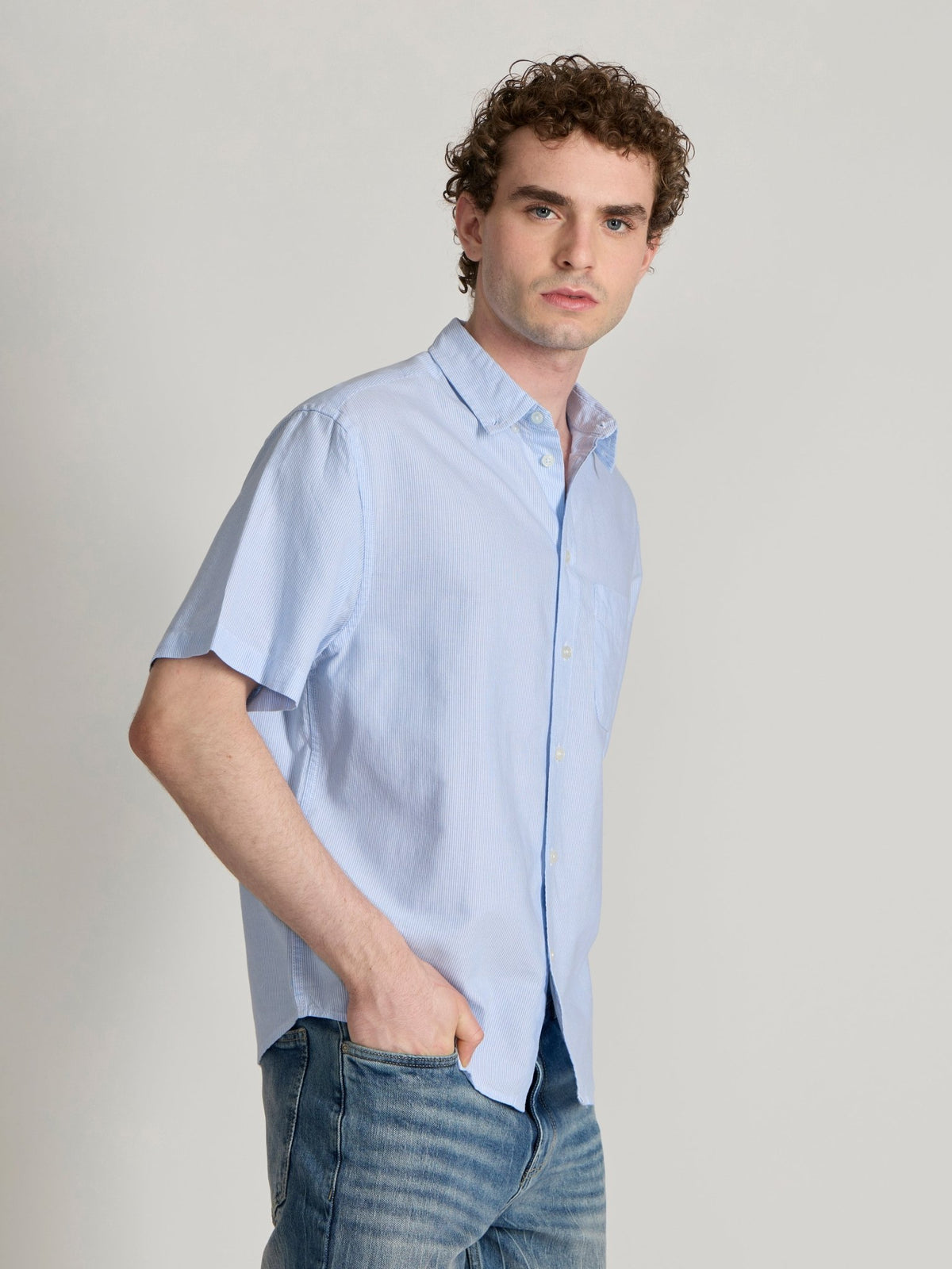Oran - Striped Shirt - Light Blue - Espanshe