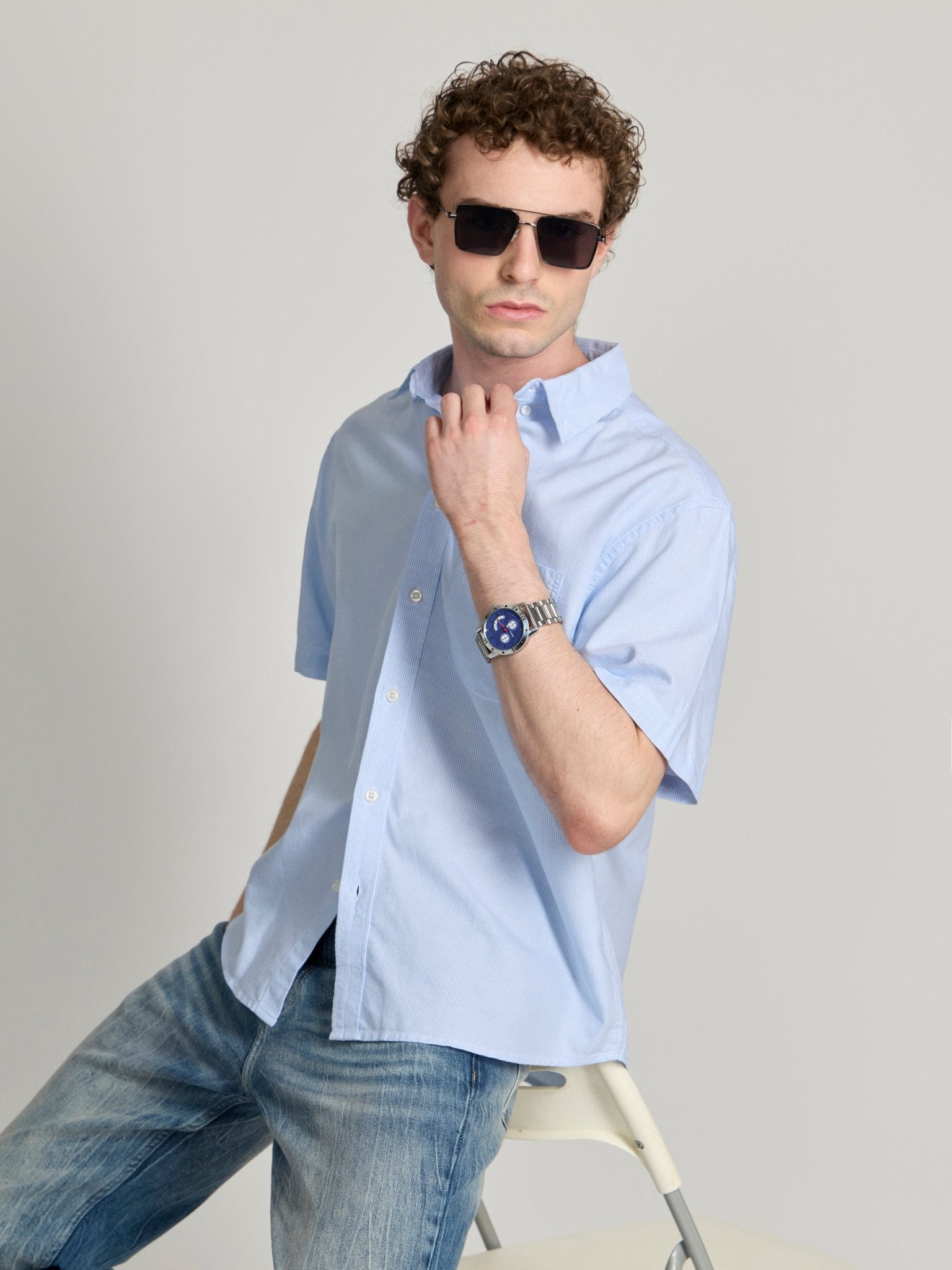 Oran - Striped Shirt - Light Blue - Espanshe