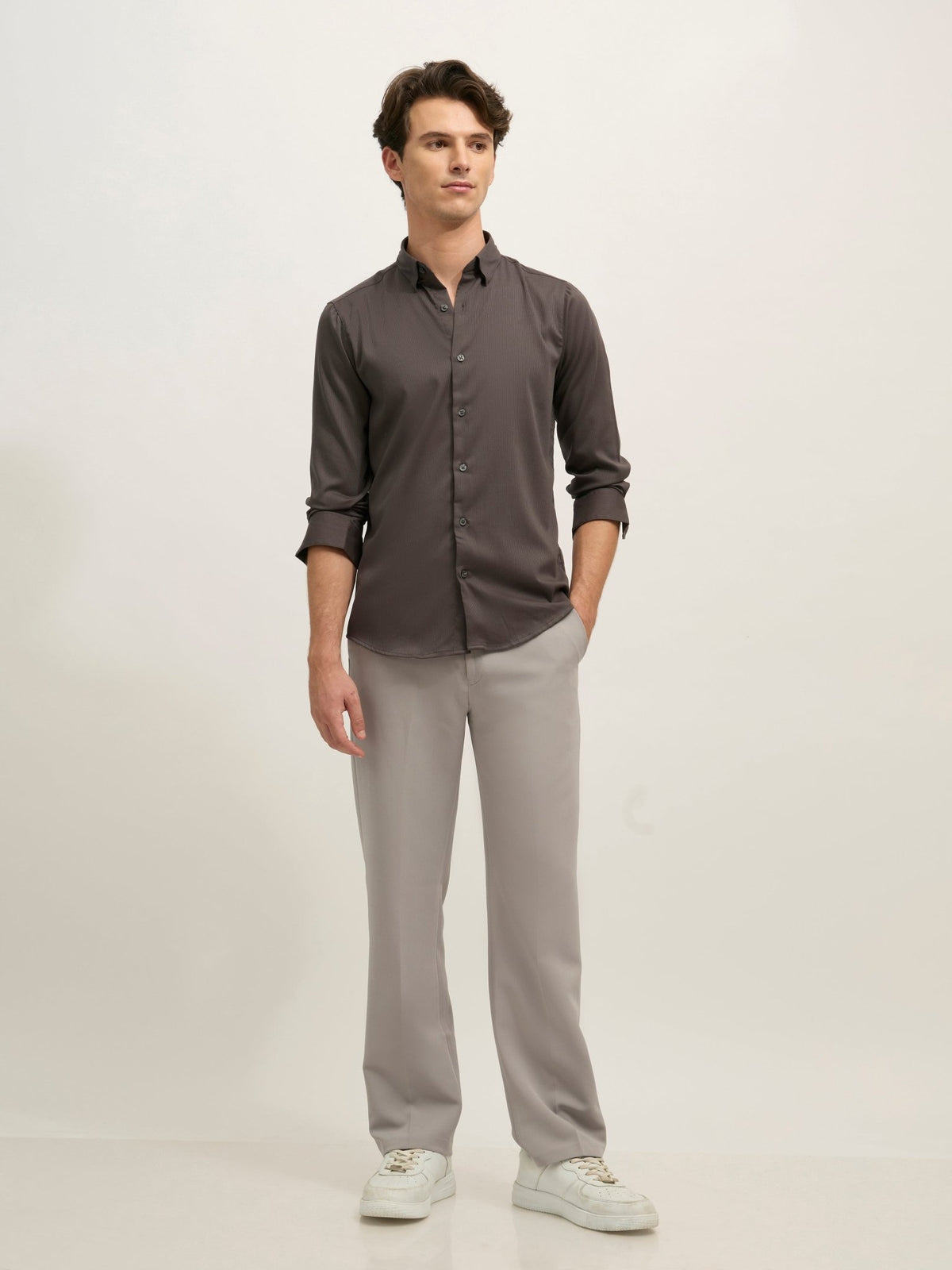 Ivar - Turkish Fit Striped Shirt - Charcoal - Espanshe