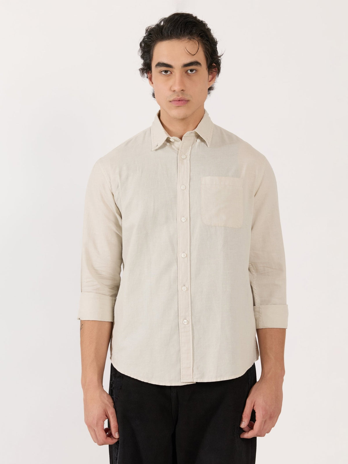Taloko - Relaxed Linen Shirt - Cream - Espanshe