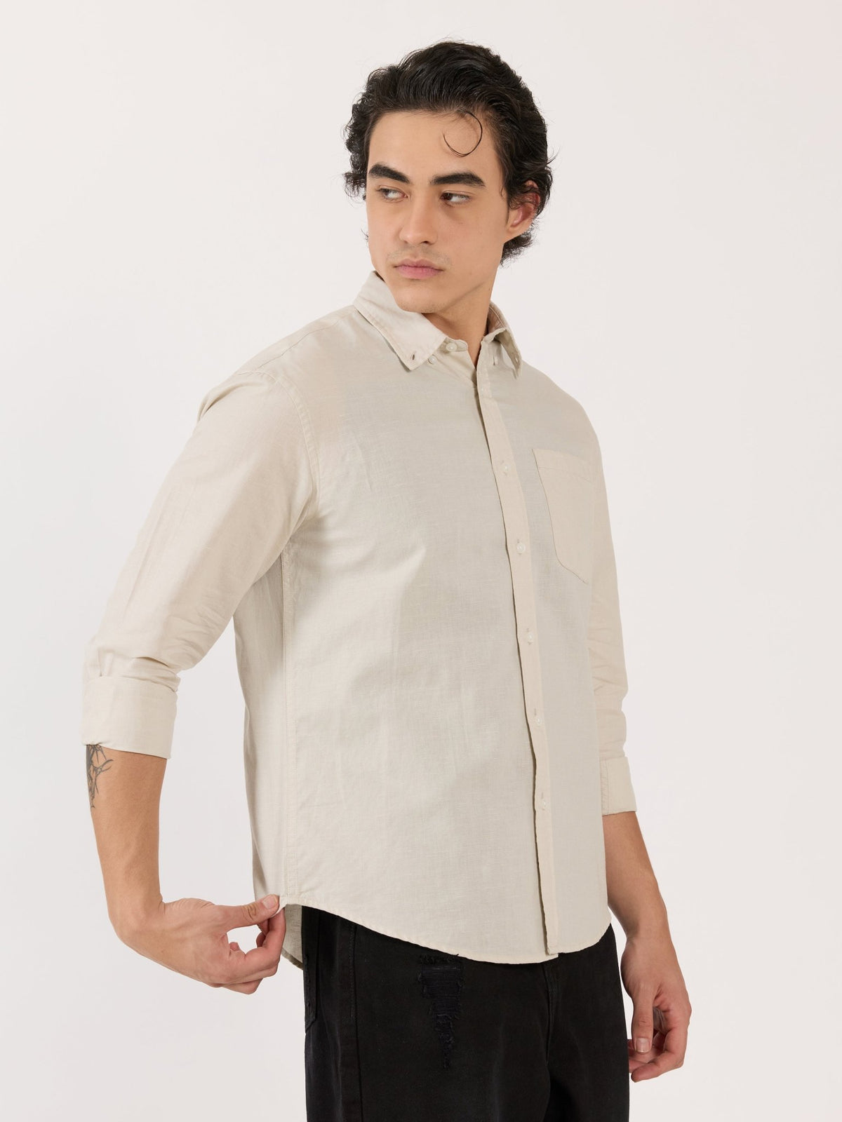 Taloko - Relaxed Linen Shirt - Cream - Espanshe