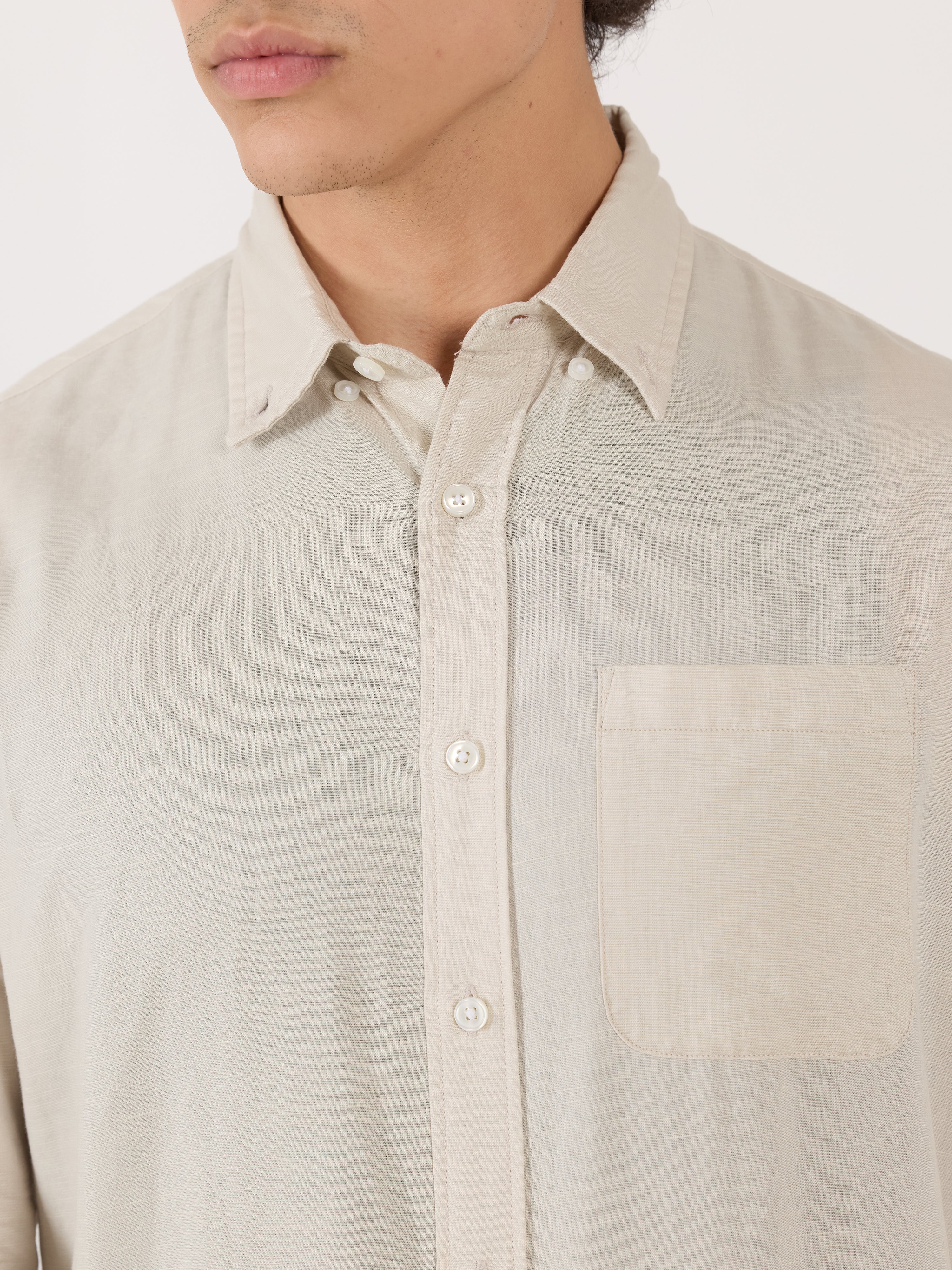 Men's Relaxed Linen Shirt - cream