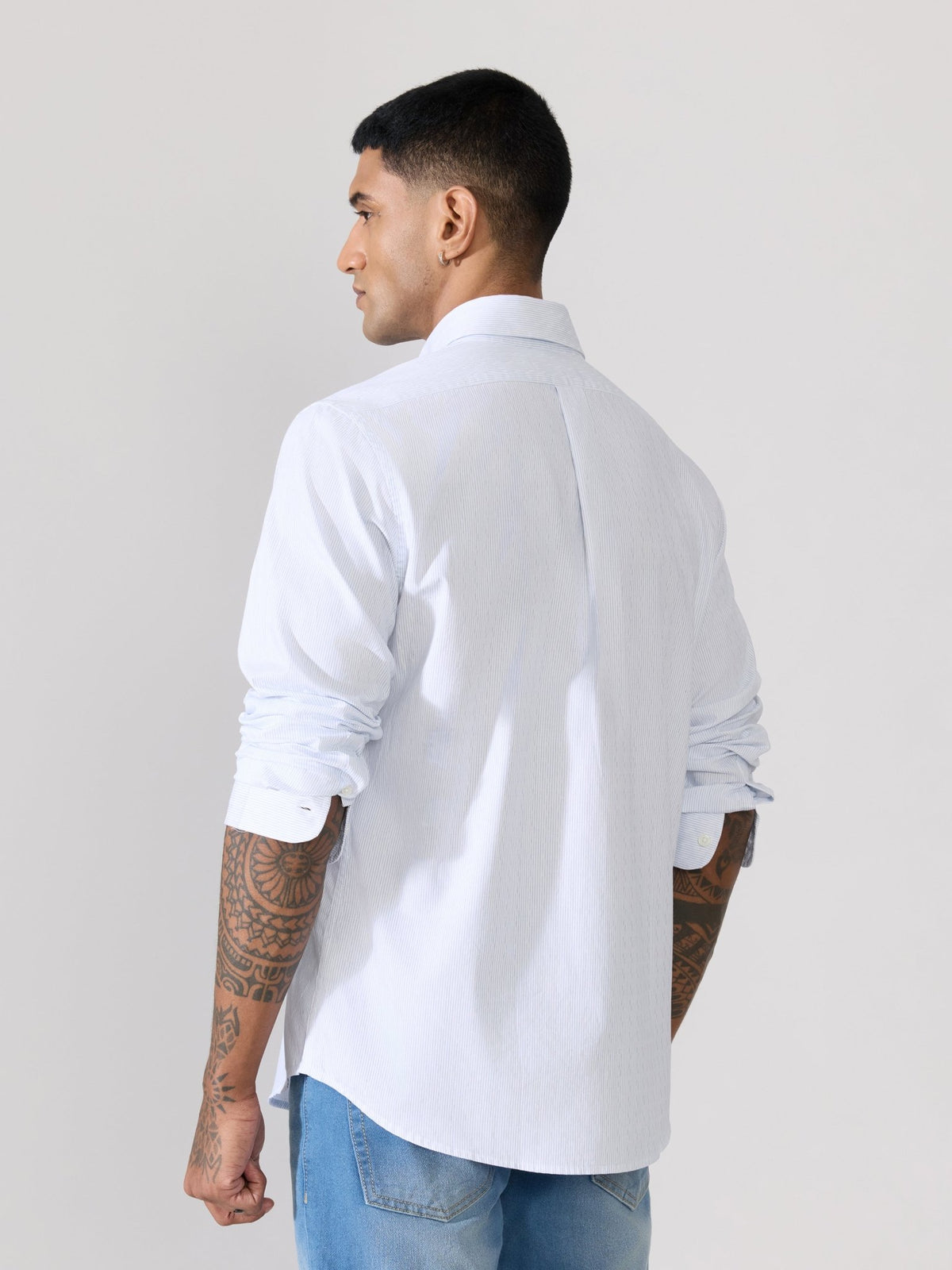Erzela - Smart Fit Striped Shirt - Light Blue - Espanshe