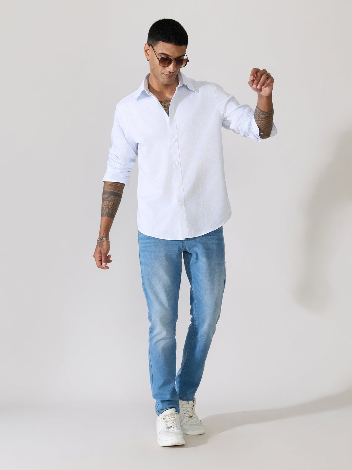 Erzela - Smart Fit Striped Shirt - Light Blue - Espanshe