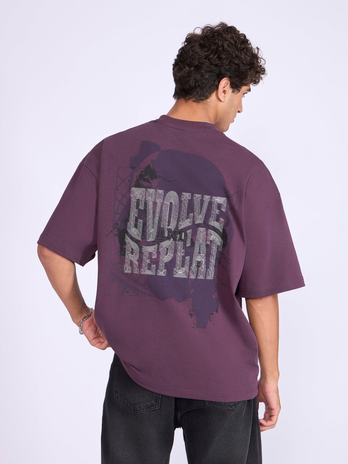 Evolution - Baggy Printed T-Shirt - Midnight Plum - Espanshe