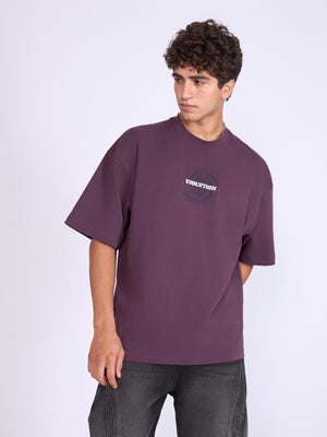 Men's Baggy Printed T-Shirt in Midnight Plum