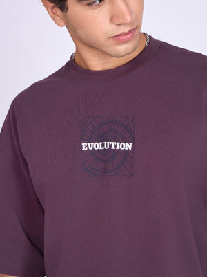 Men's Baggy Printed T-Shirt in Midnight Plum