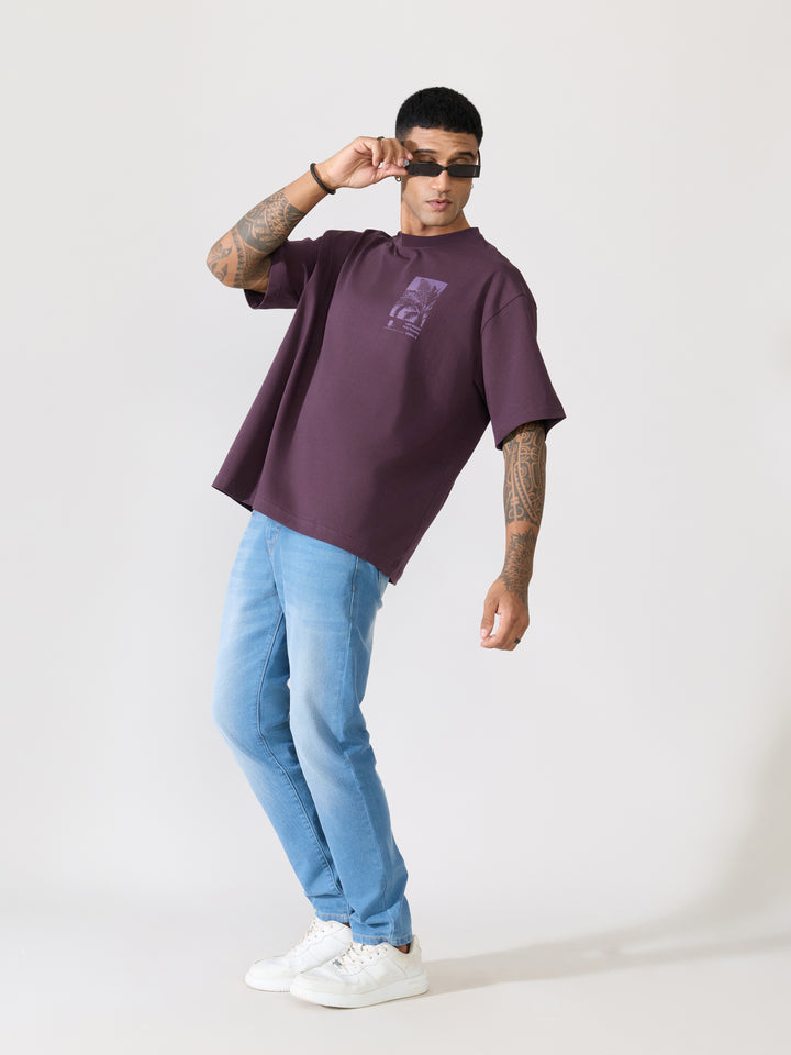 Men's printed t-shirt in dark purple