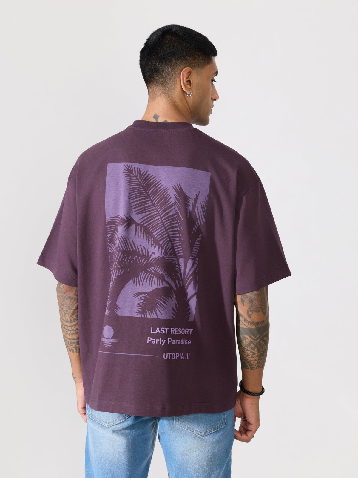 Loveex - Last Resort Party Paradise Printed Dark Purple T-Shirt - Espanshe
