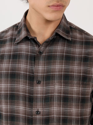 Men's Turkish Fit Checked Shirt - Brown