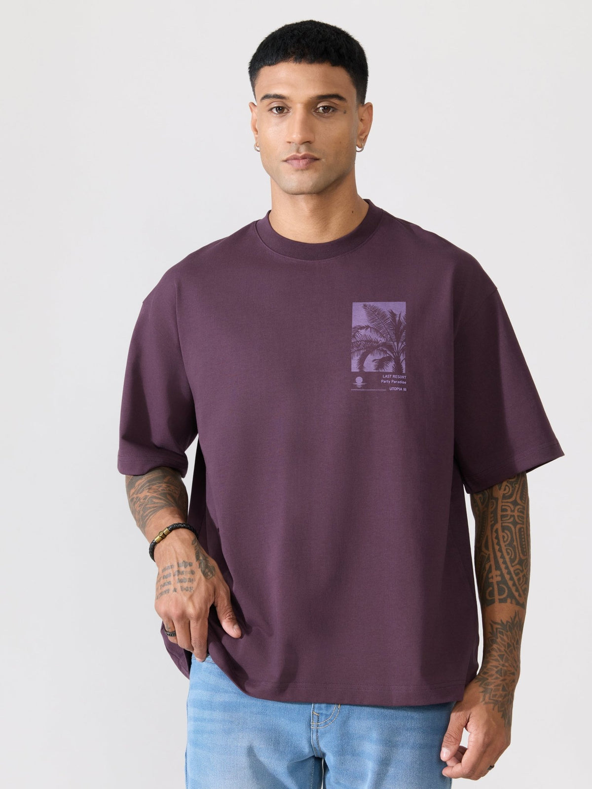 Loveex - Last Resort Party Paradise Printed Dark Purple T-Shirt - Espanshe