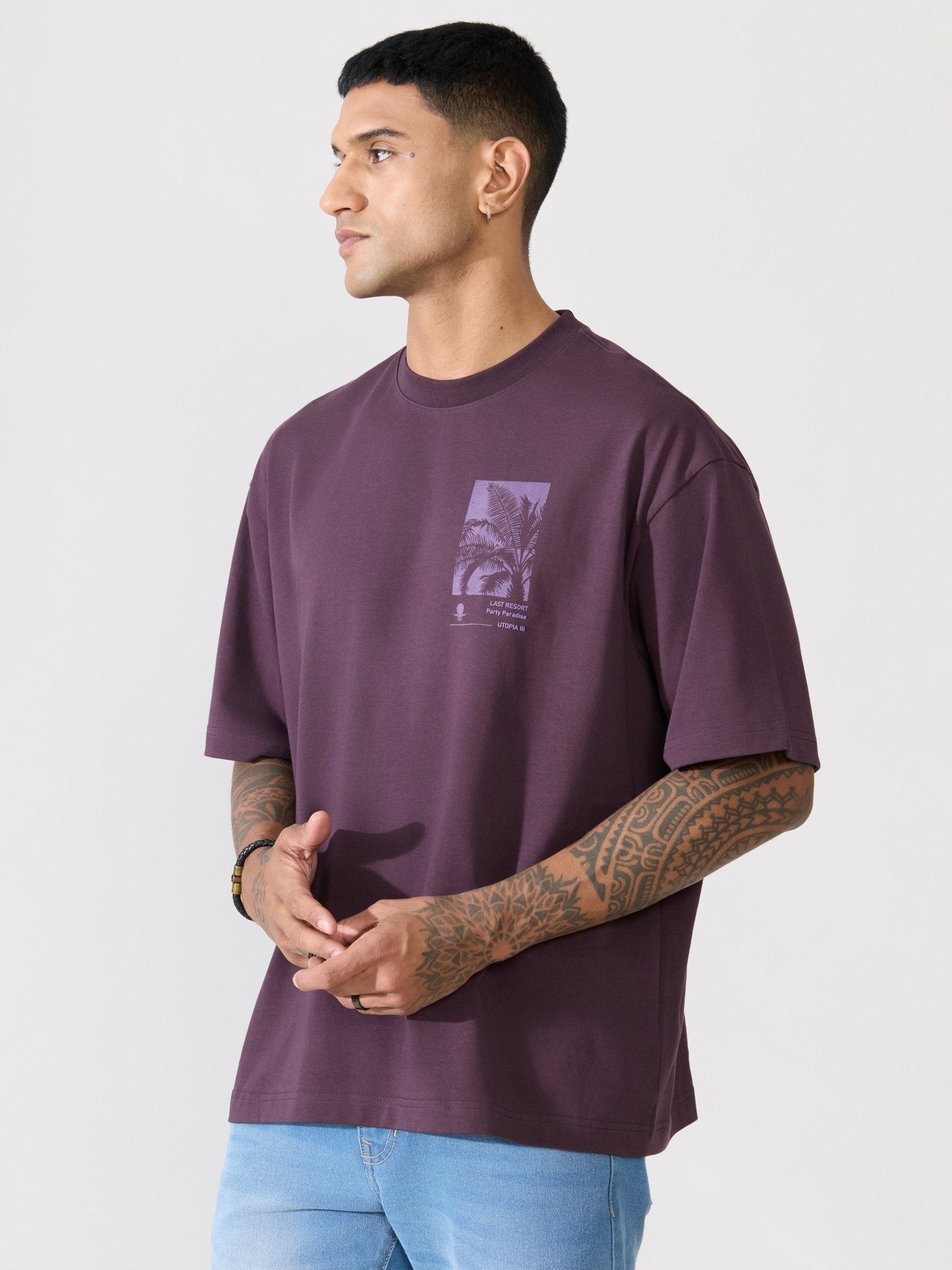 Loveex - Last Resort Party Paradise Printed Dark Purple T-Shirt - Espanshe