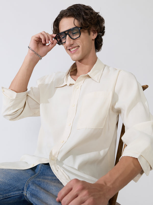 Men's Regular Shirt in cream color