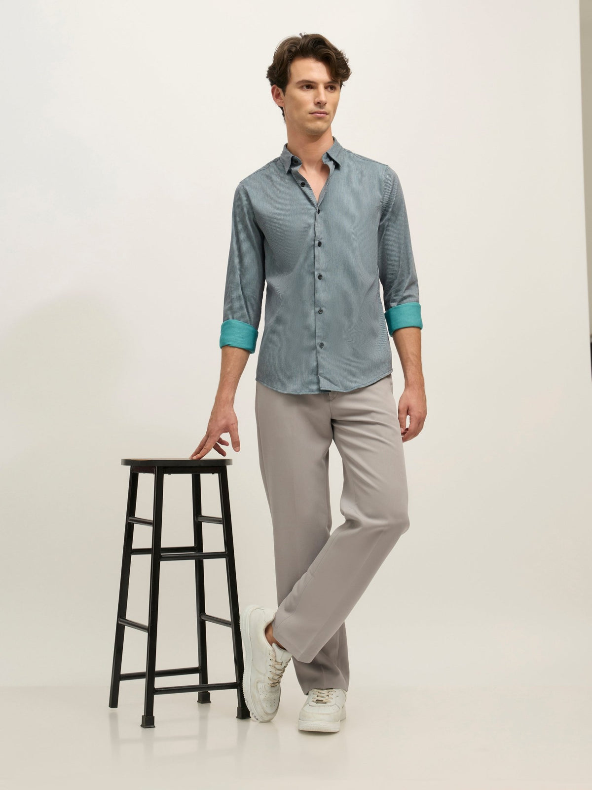 Sylvester - Striped Shirt - Grey - Espanshe