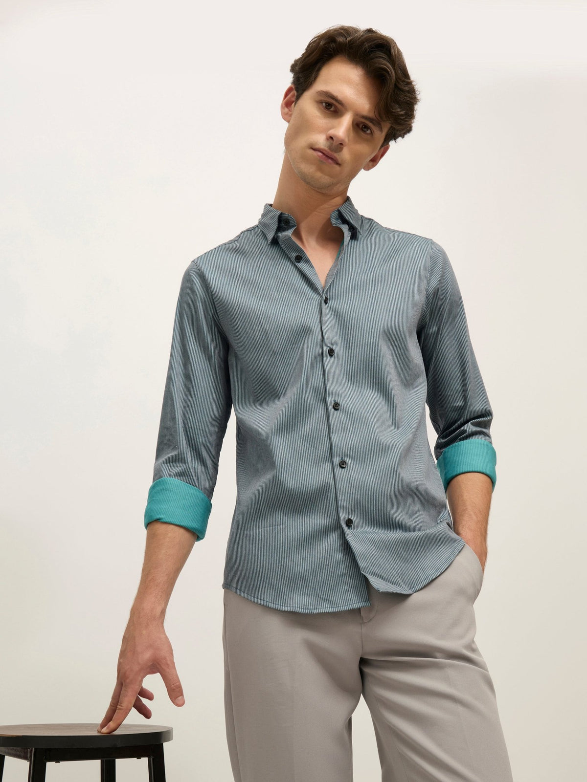 Sylvester - Striped Shirt - Grey - Espanshe