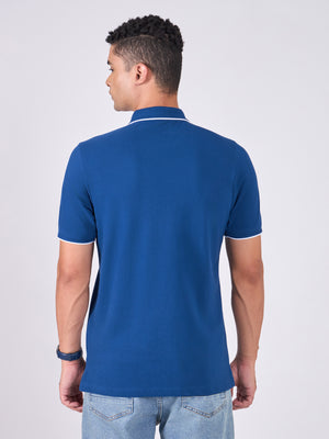 Men's Polo T-Shirt with Contrast Tipping - classic blue