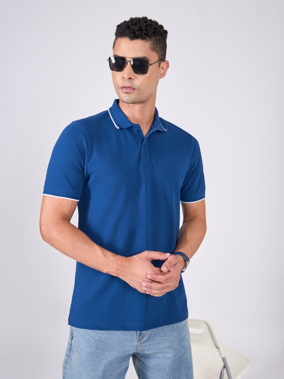 Orwell - Polo T-Shirt with Contrast Tipping - Classic Navy - Espanshe