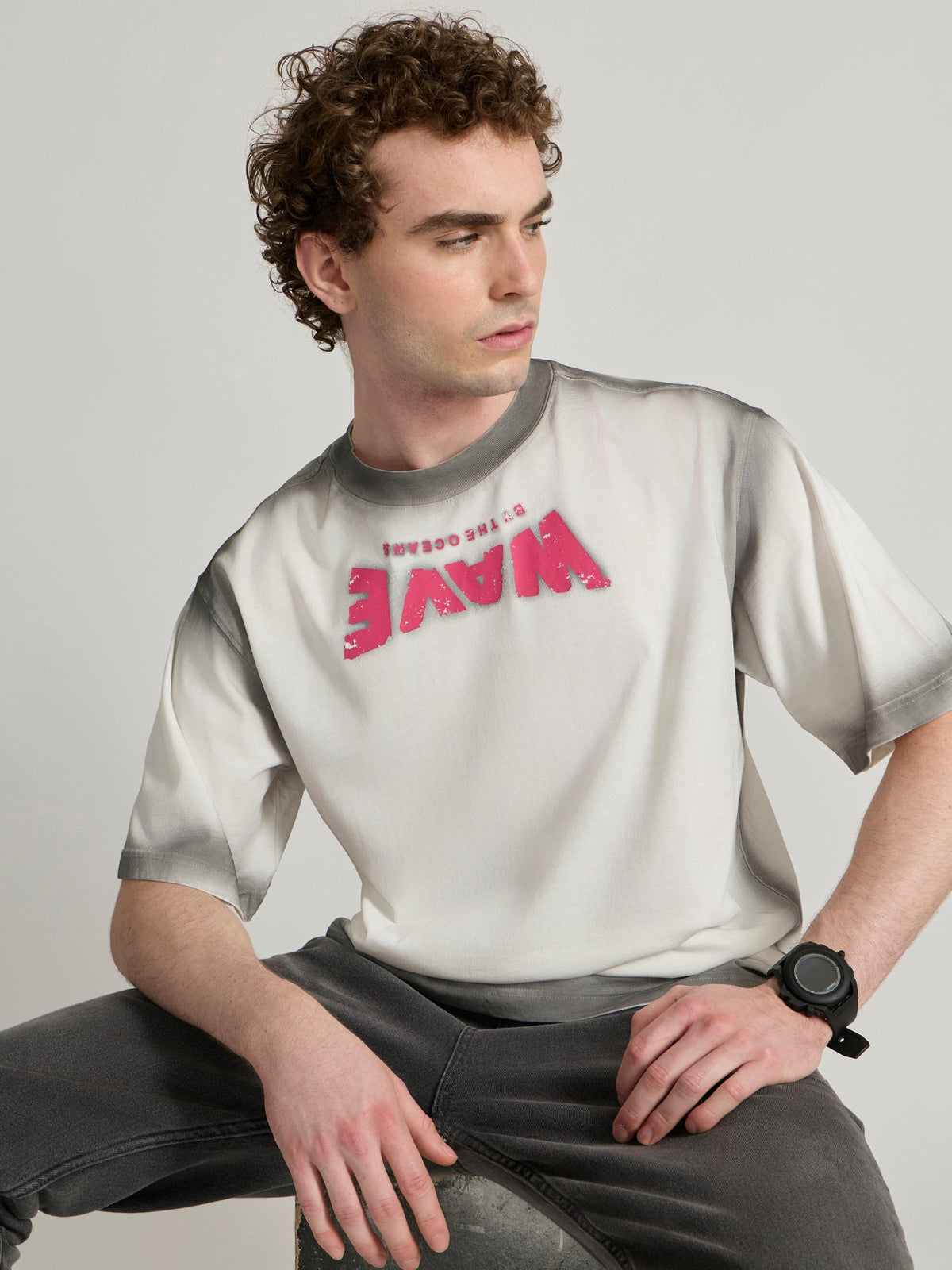 Lona - Wave Printed Baggy T-Shirt - White - Espanshe