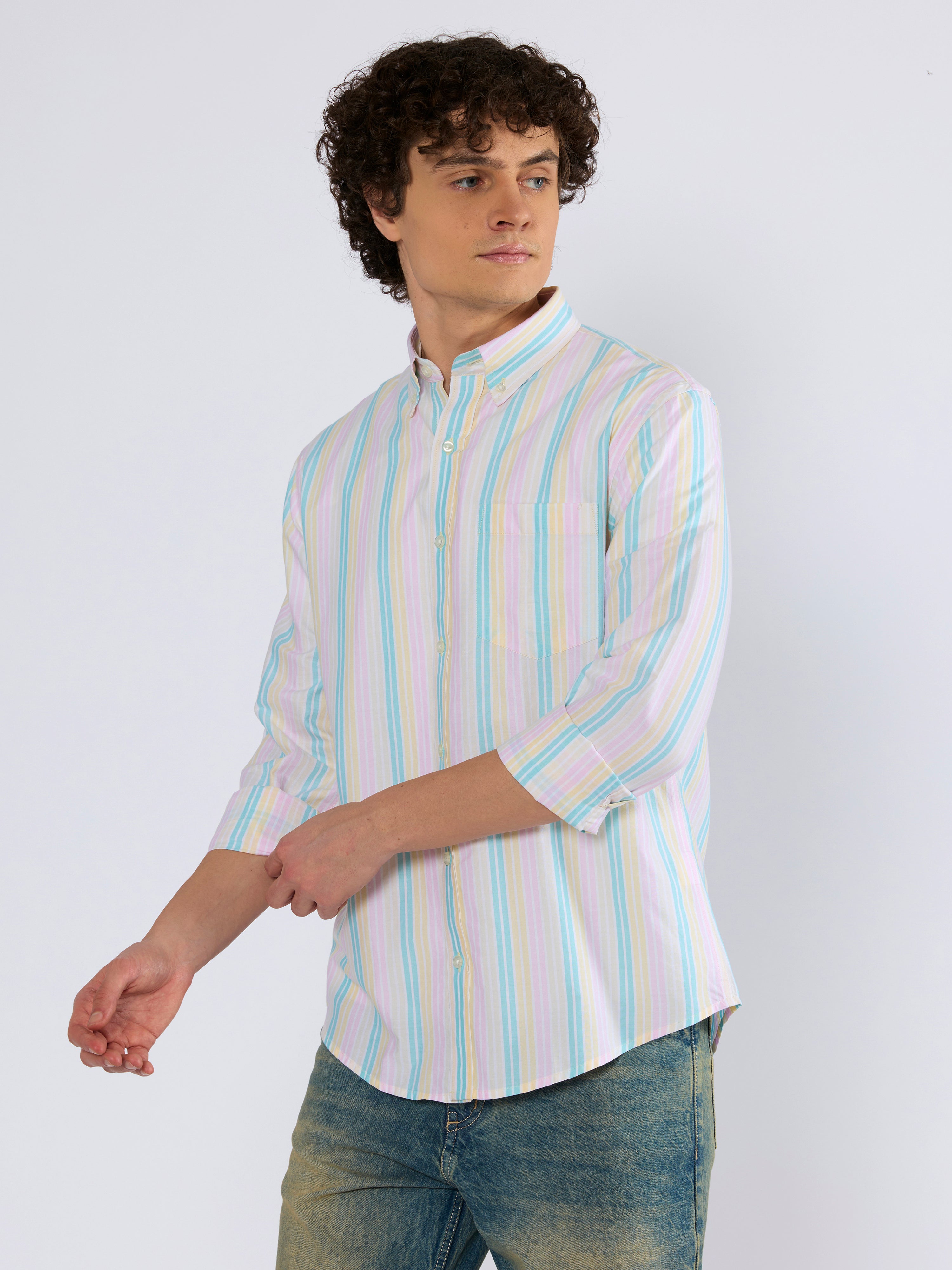 Men's Striped Shirt in light blue