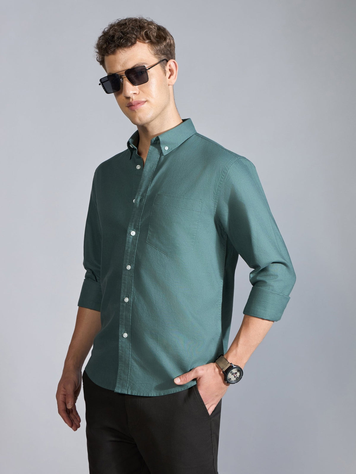 Flux - Relaxed Fit Oxford Shirt - Marine - Espanshe