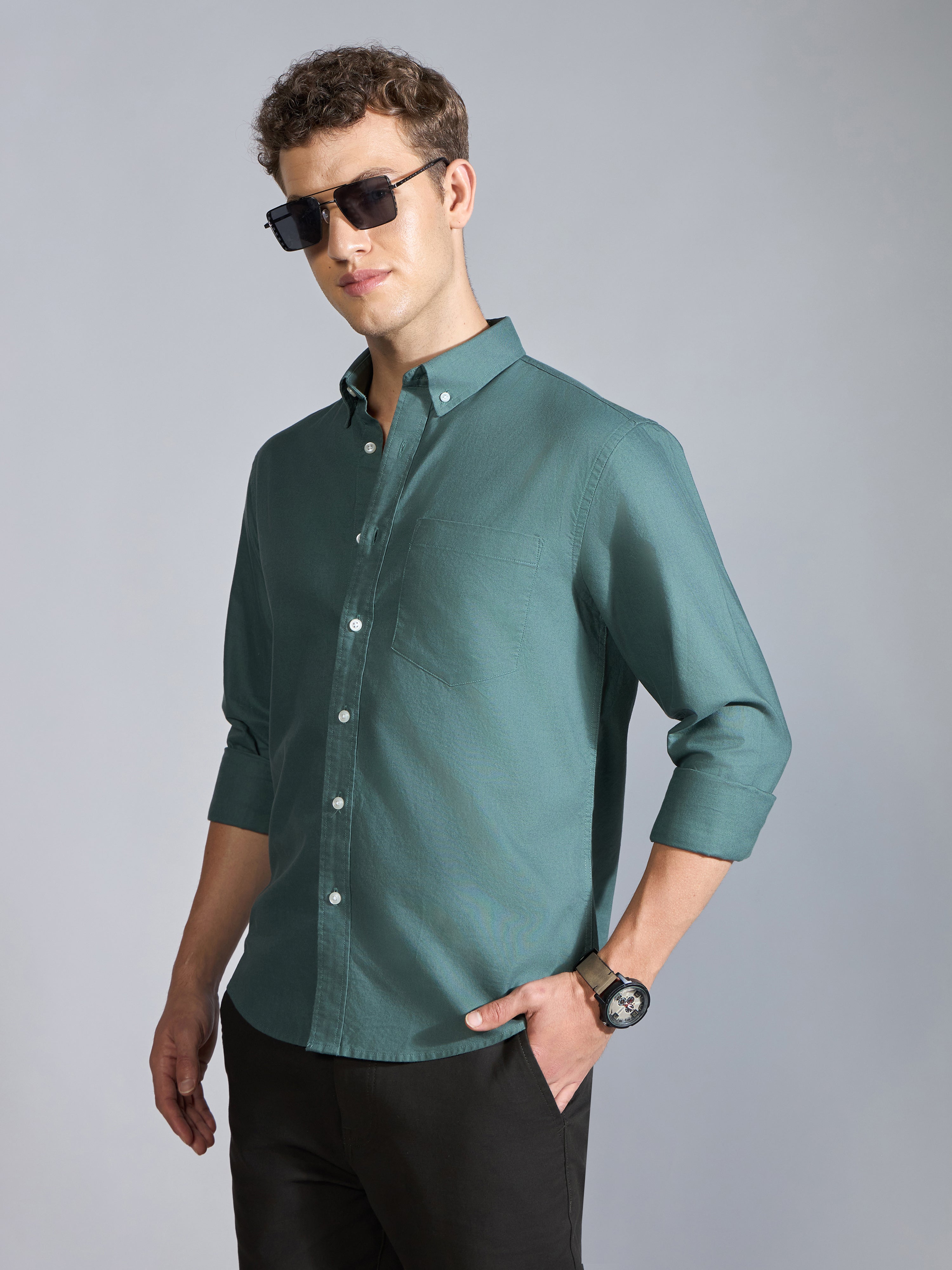 Flux - Relaxed Fit Oxford Shirt - Marine