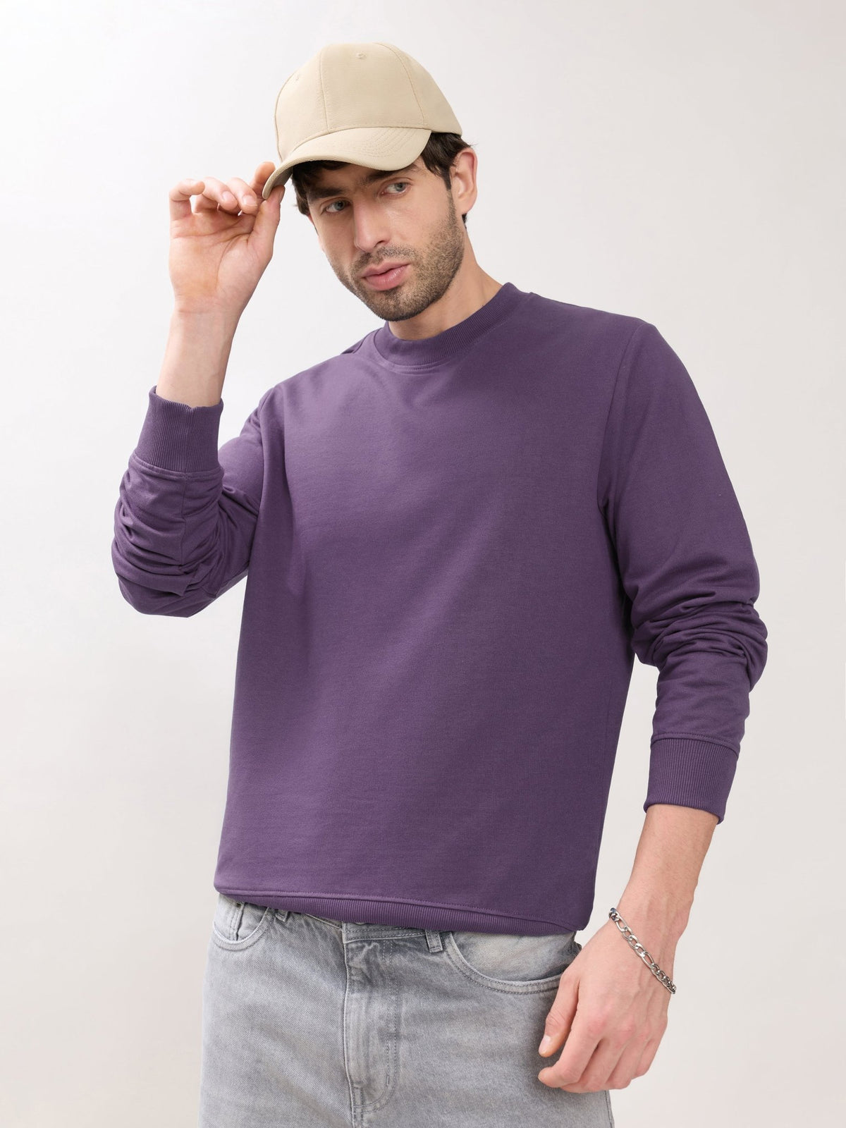 Stanwick - Slim Fit Purple Crew Neck Sweater - Espanshe