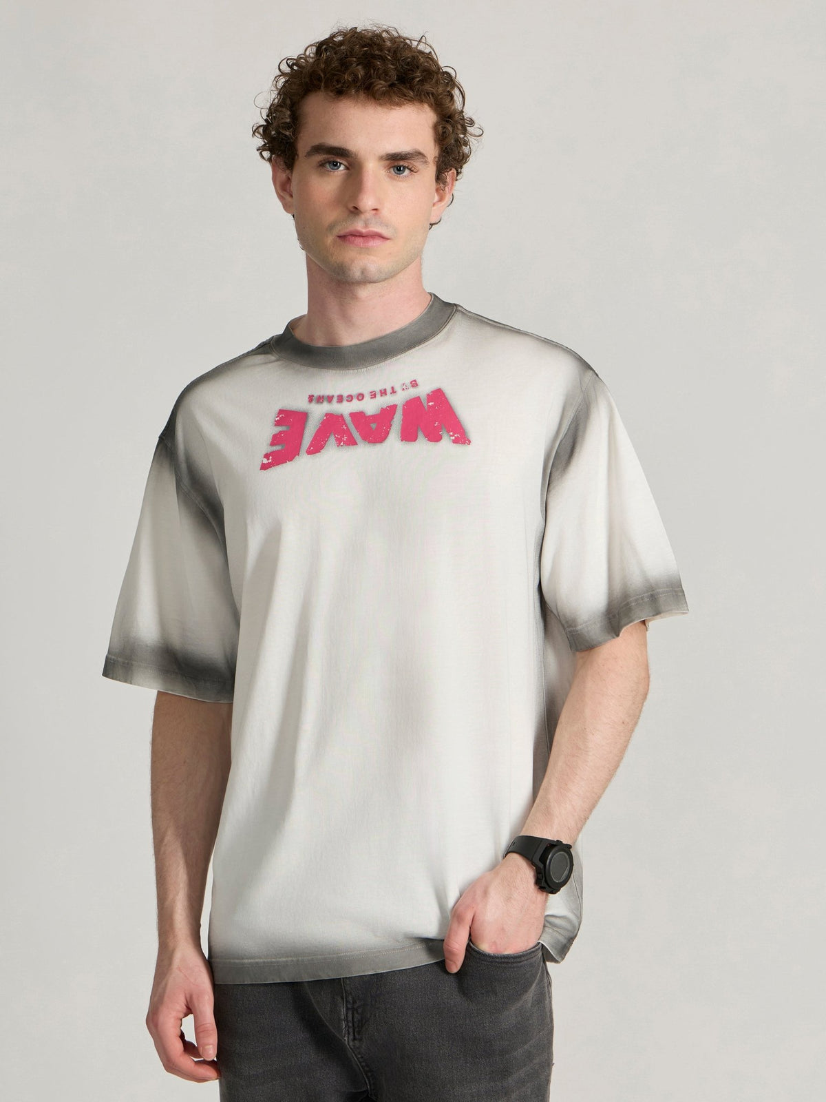 Lona - Wave Printed Baggy T-Shirt - White - Espanshe