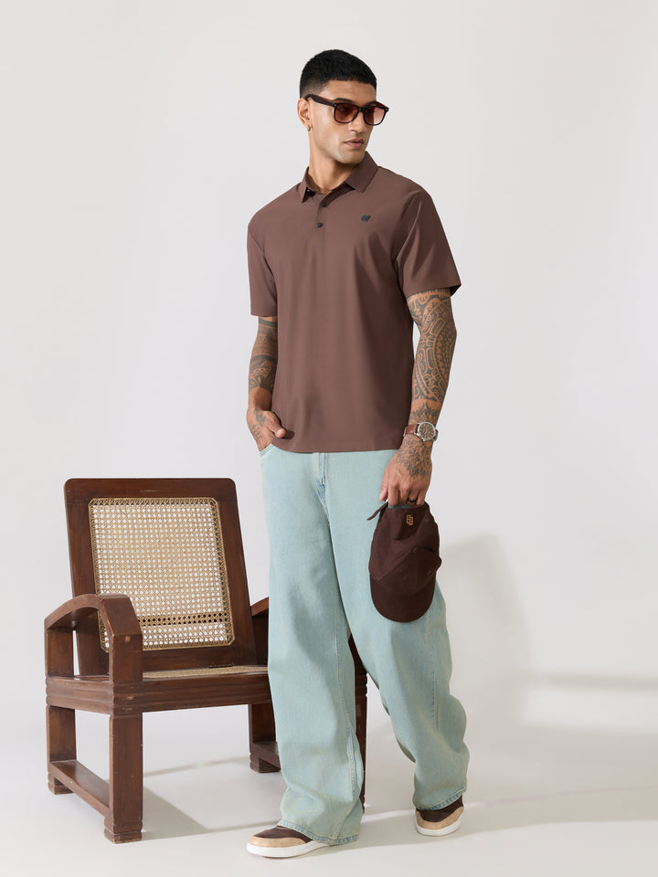 Men's Regular Fit Polo T-Shirt - Coffee
