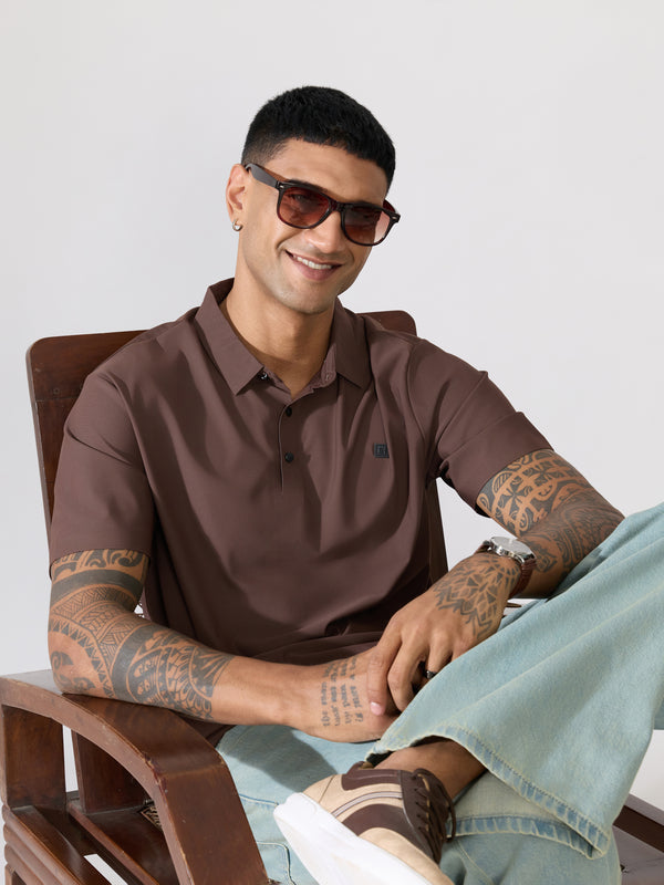Benson - Regular Fit Polo T-Shirt - Coffee