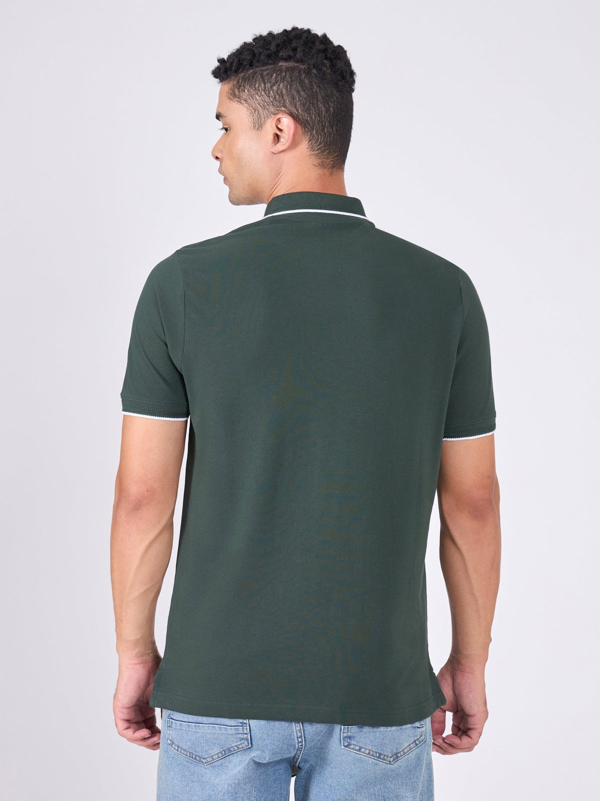 Orwell - Polo T-Shirt with Contrast Tipping - Bottle Green - Espanshe