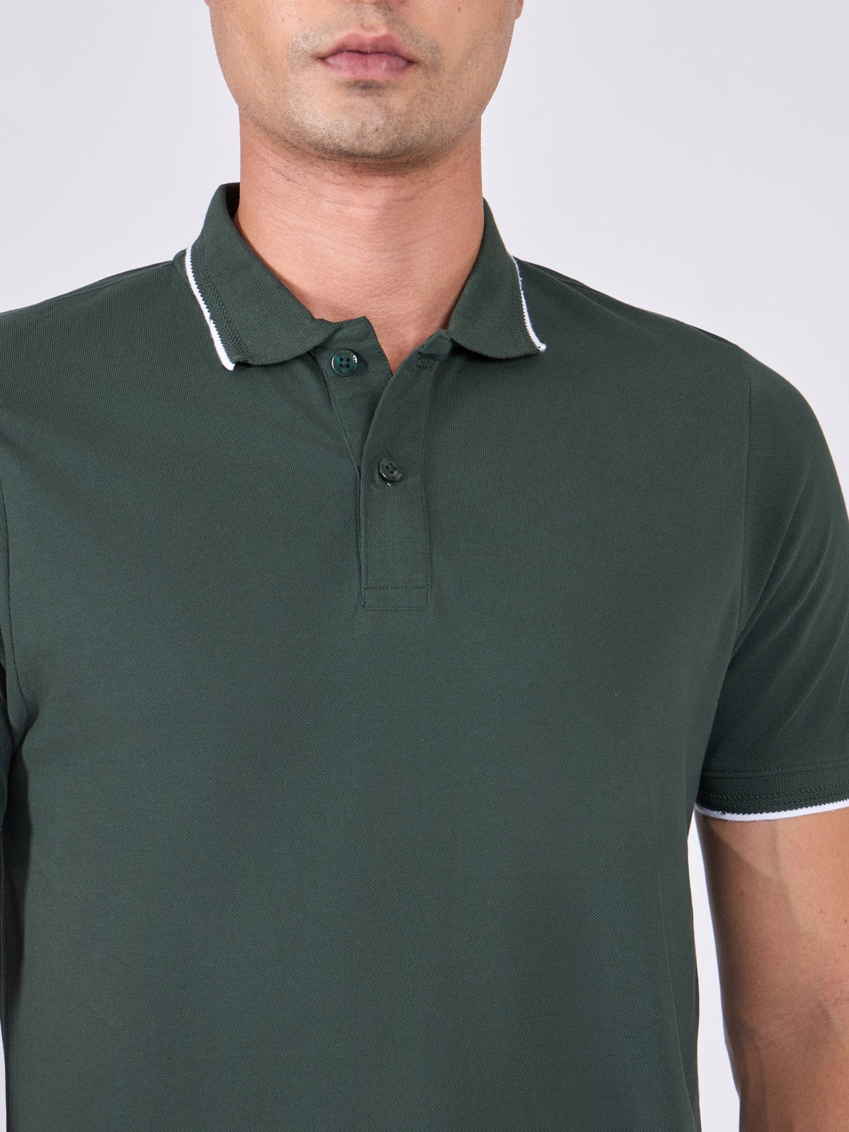 Orwell - Polo T-Shirt with Contrast Tipping - Bottle Green - Espanshe