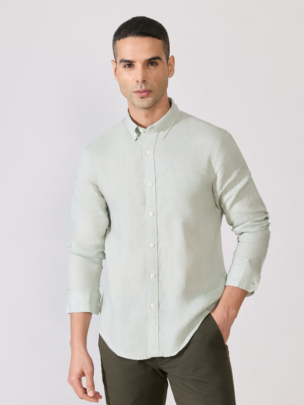 Erta - Relaxed Linen Shirt - Seafoam Green