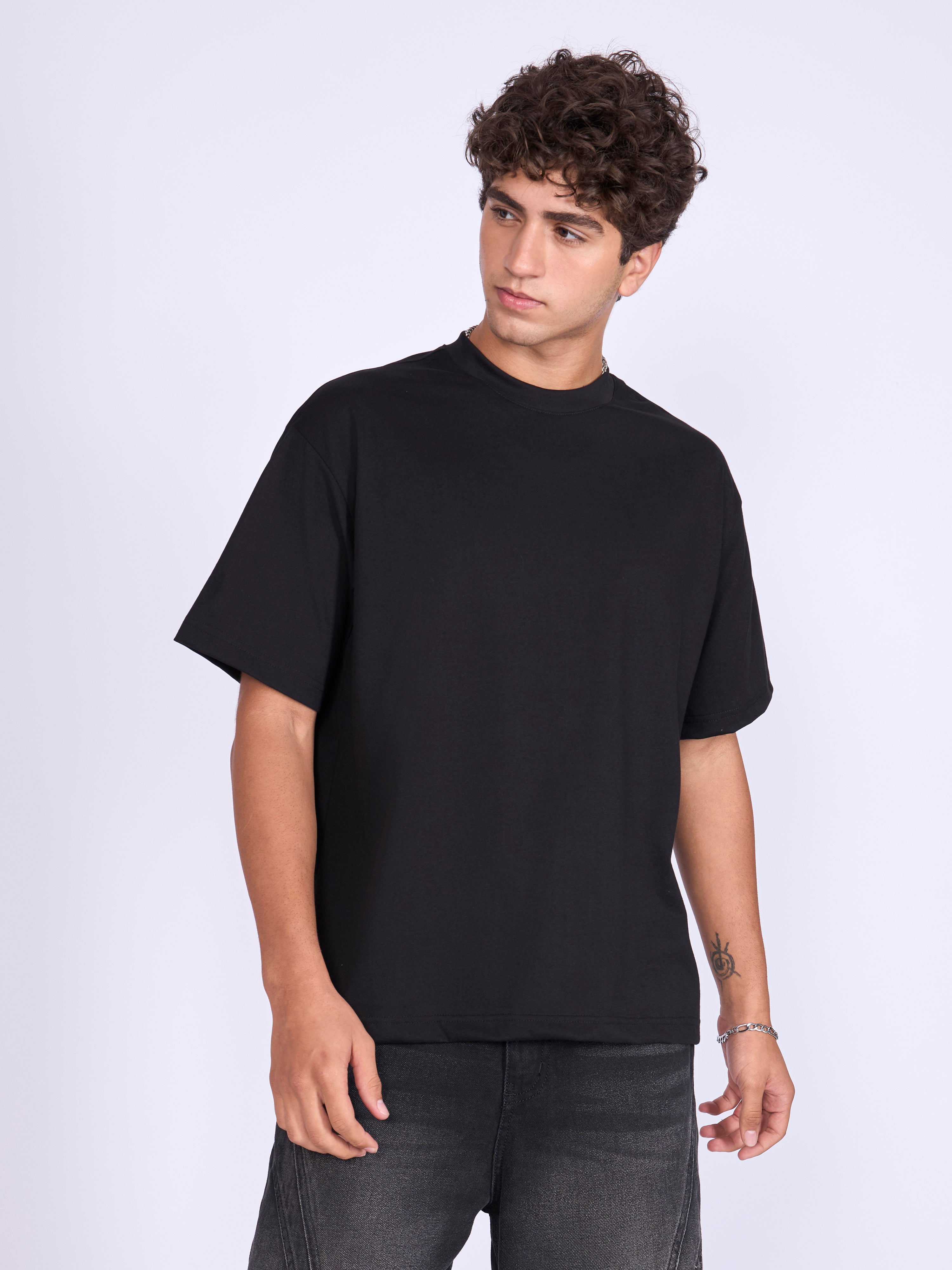 Printed Loose Fit T-Shirt- black