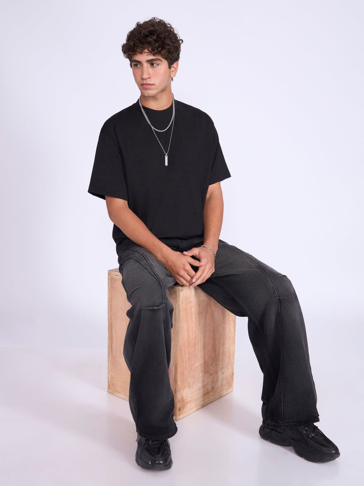 Ever - Baggy Plain T-Shirt - Black - Espanshe