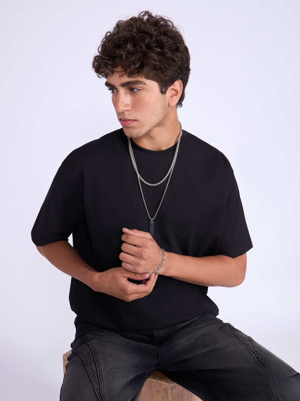 Ever - Baggy Plain T-Shirt - Black - Espanshe