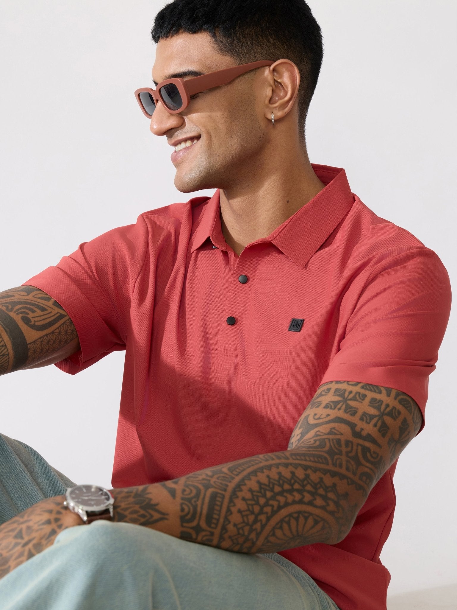 Balance - Regular Fit Polo T-Shirt - Brick Red - Espanshe