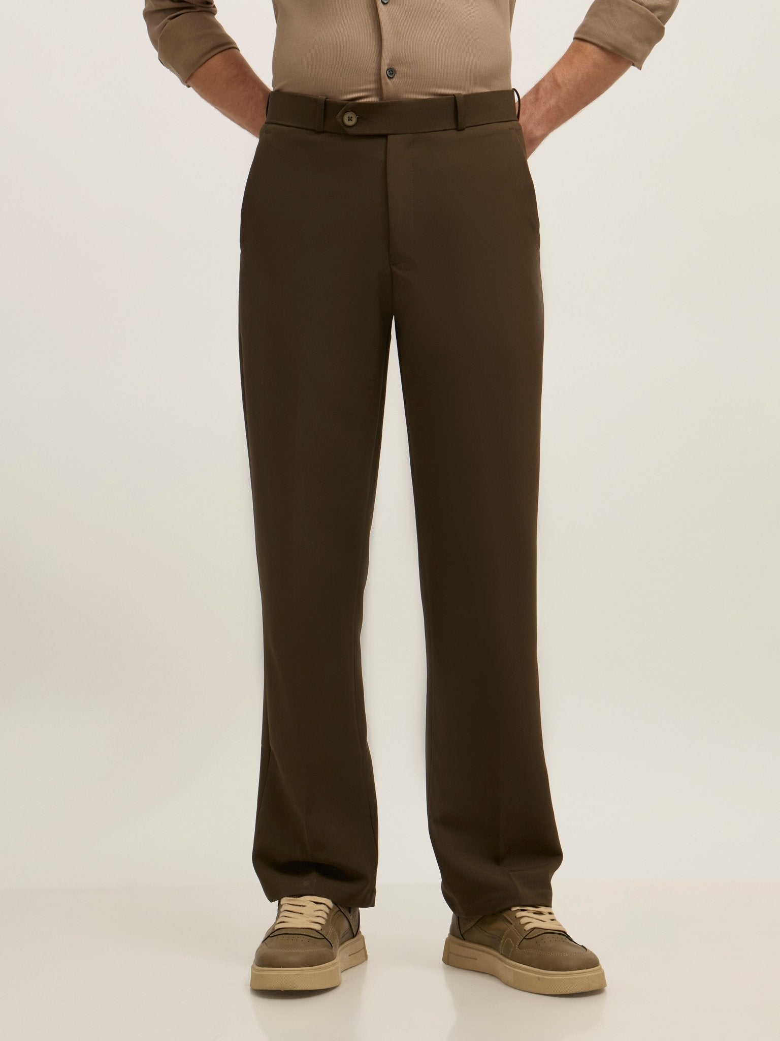 Lars - Straight Fit Formal Pant - Century Olive Green - Espanshe