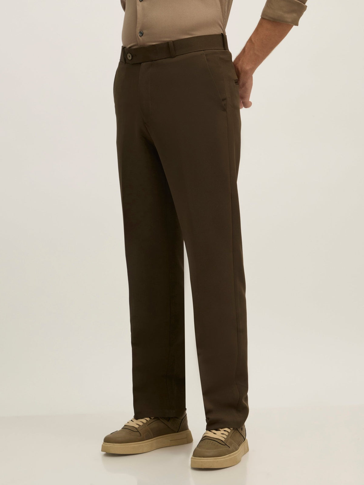 Lars - Straight Fit Formal Pant - Century Olive Green - Espanshe